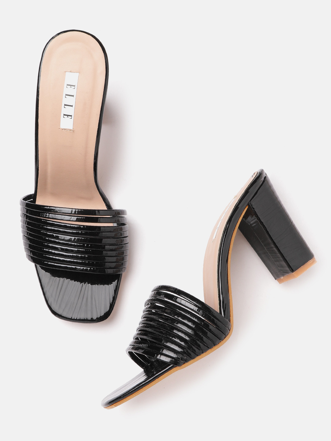 

ELLE Black Solid Block Heels