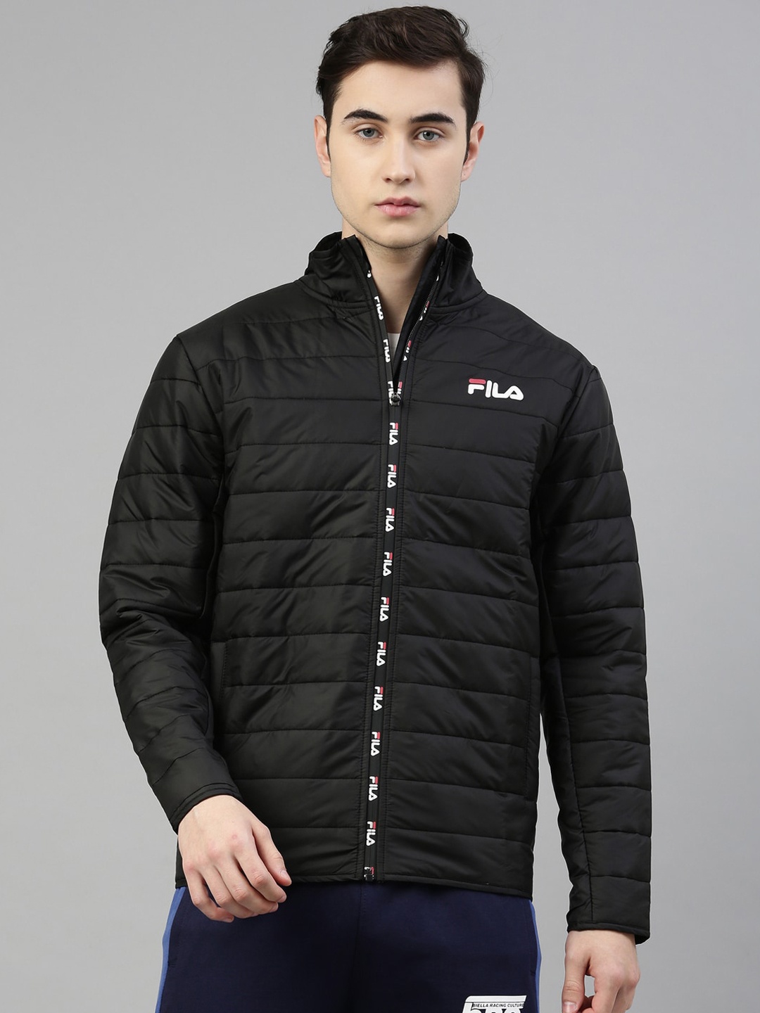

FILA Men Black Solid Running Padded Jacket