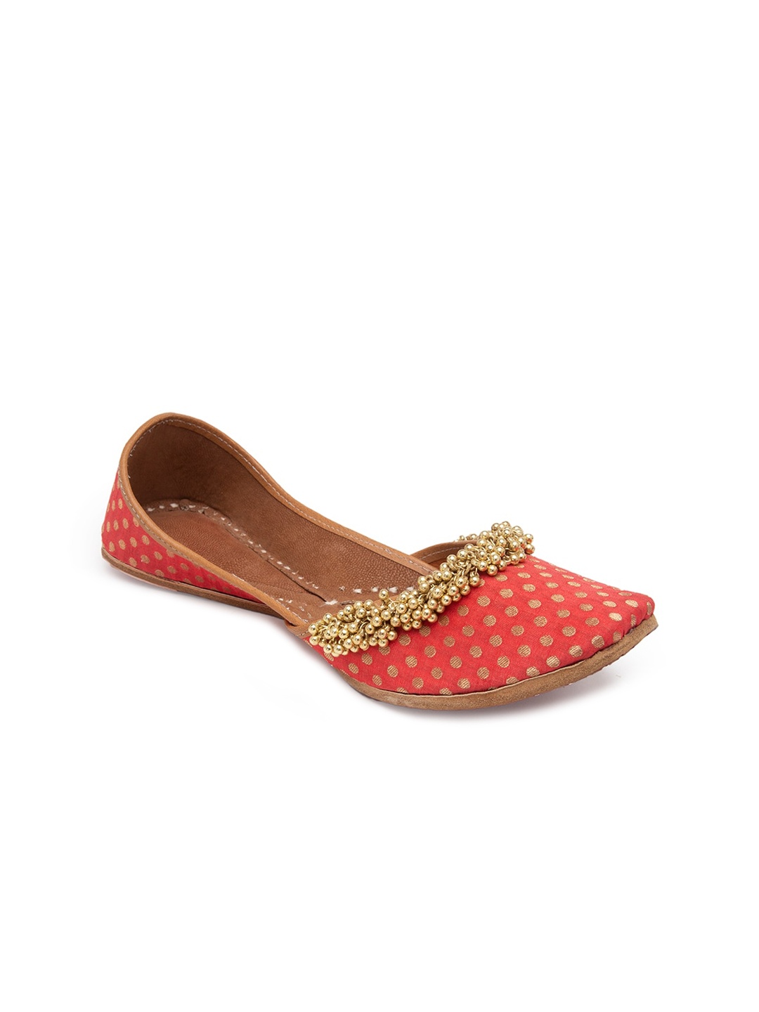 

5 ELEMENTS Women Peach-Coloured Ethnic Mojaris Flats