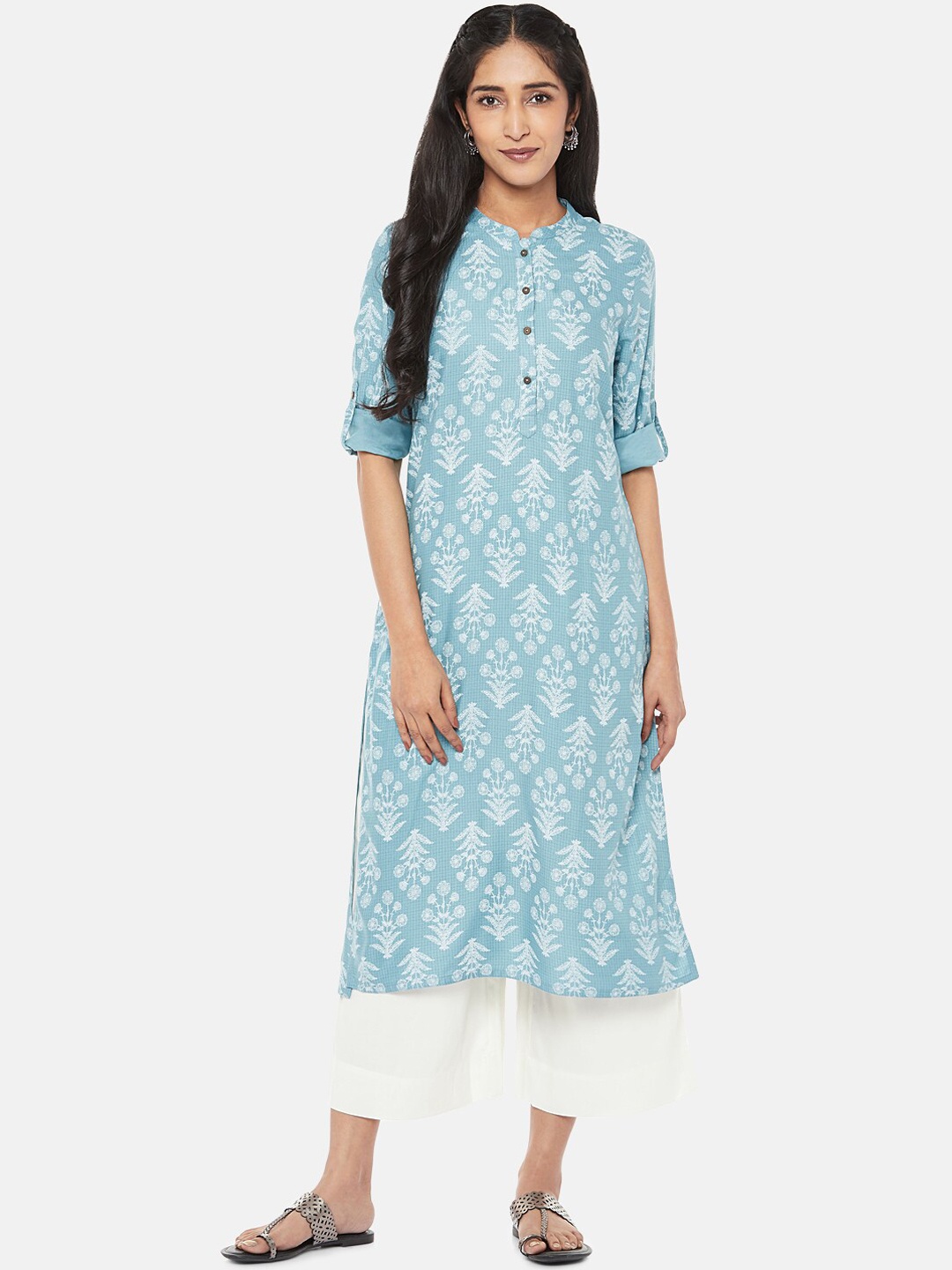 

RANGMANCH BY PANTALOONS Women Blue Floral Printed Kurta