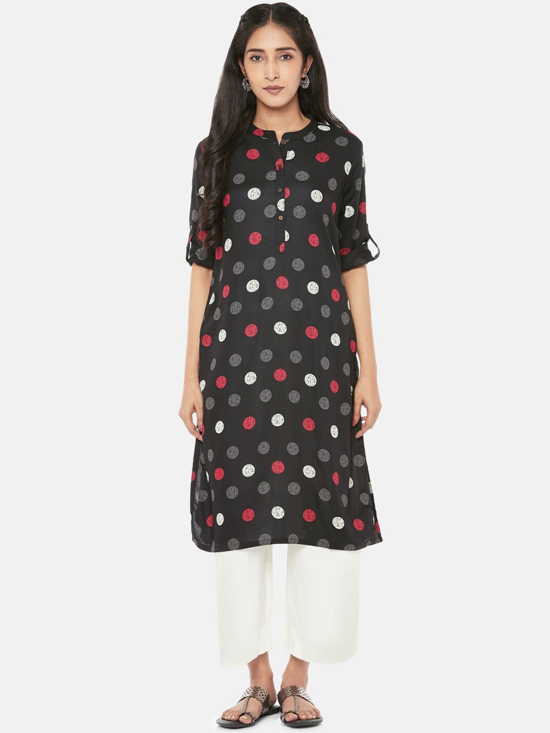 

RANGMANCH BY PANTALOONS Women Black Geometric Printed Kurta