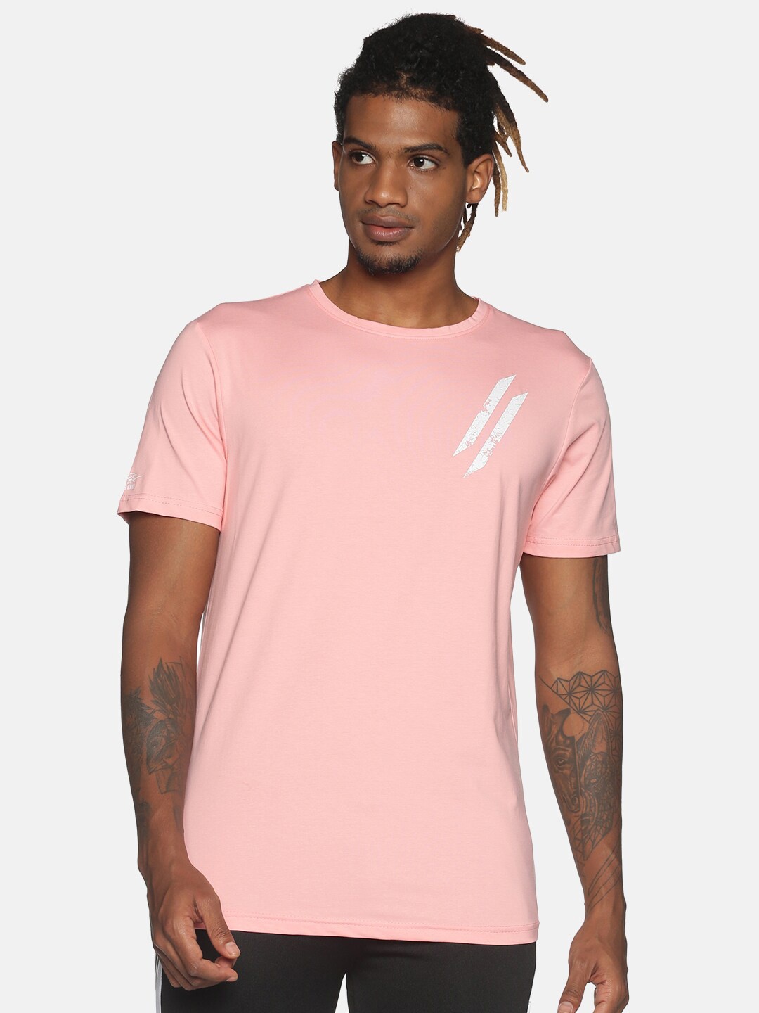 

ATTIITUDE Men Rose Typography Printed V-Neck Applique Cotton Slim Fit T-shirt