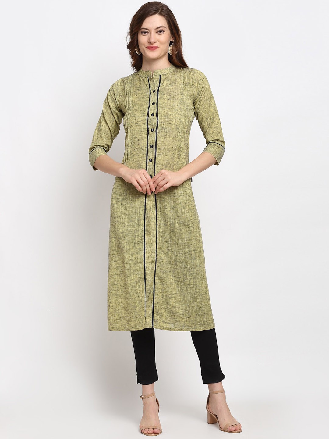 

Lovely Lady Women Mustard Yellow Self Design A-line Kurta