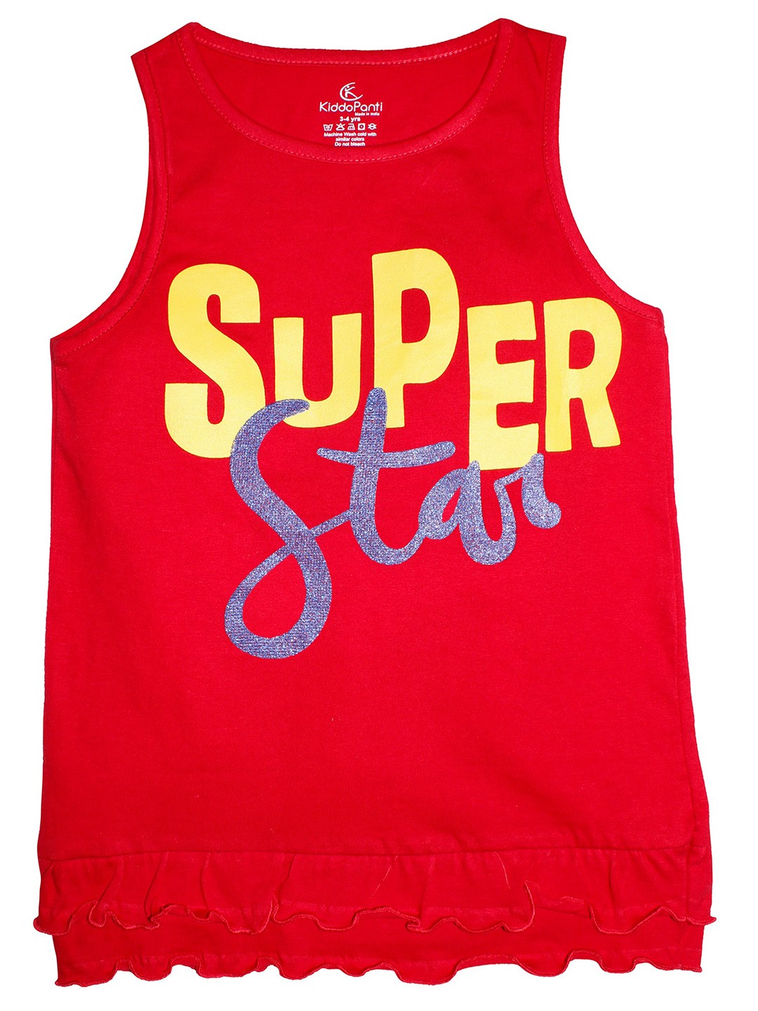 

KiddoPanti Girls Red & Yellow Typography Printed T-shirt