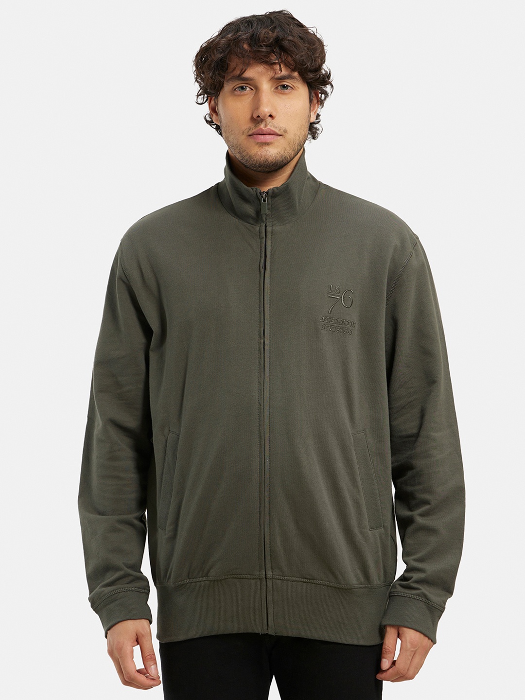 

Jockey Combed Cotton French Terry Jacket with Ribbed Cuffs-2730, Olive