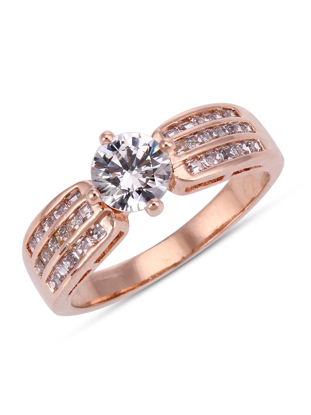 

Tistabene Gold-Plated & White Stones & Beads Adjustable Finger Ring