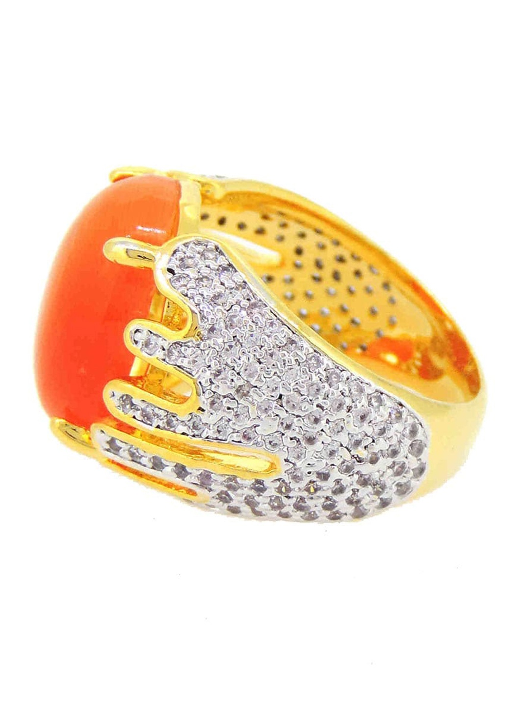 

Tistabene Gold-Plated Orange Studded Finger Ring