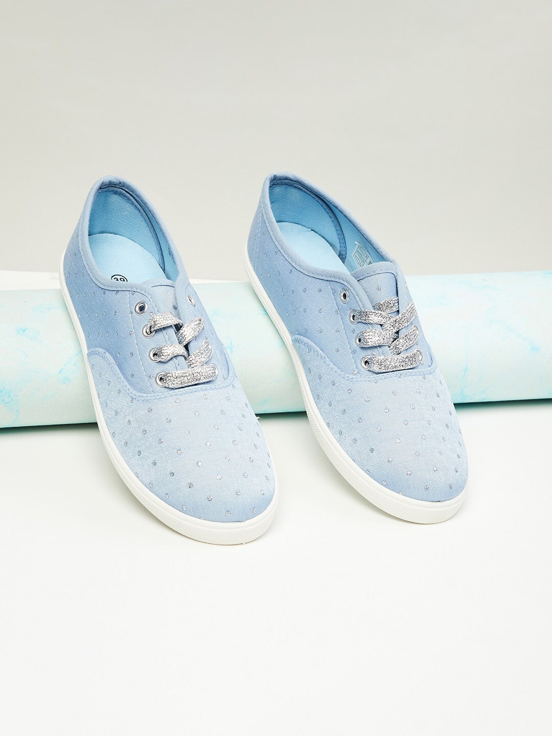 

max Women Blue Printed PU Sneakers