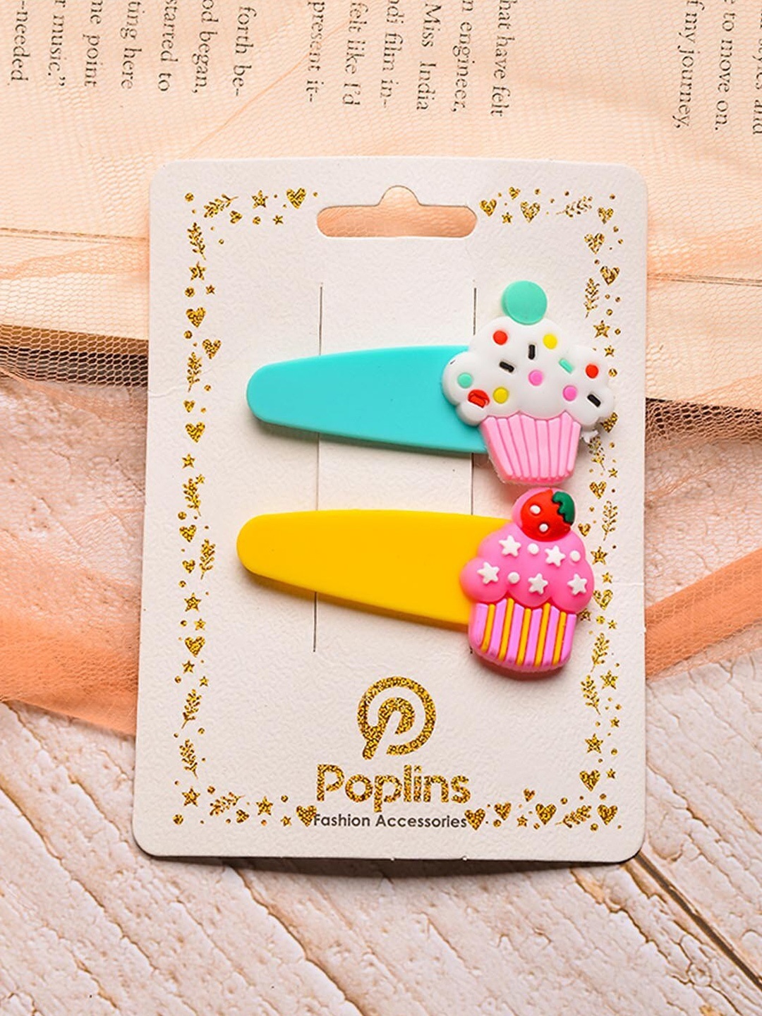 

POPLINS Girls Set of 2 Tic Tac Hair Clips, Yellow