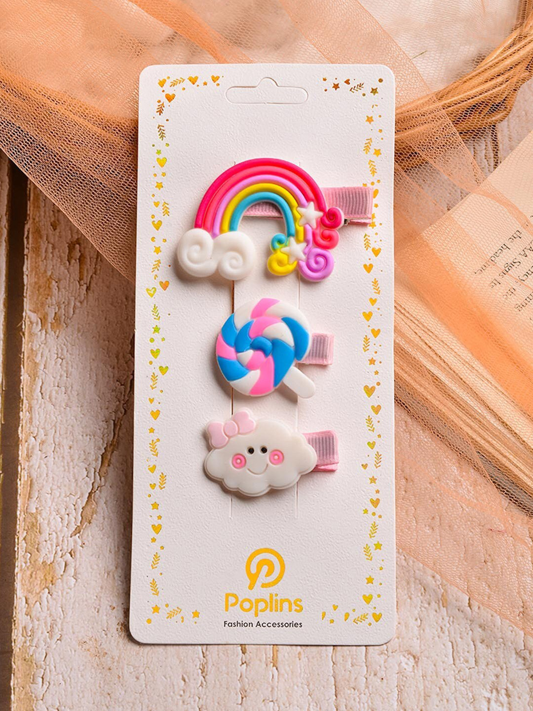 

POPLINS Girls White & Blue Set of 3 Alligator Hair Clip