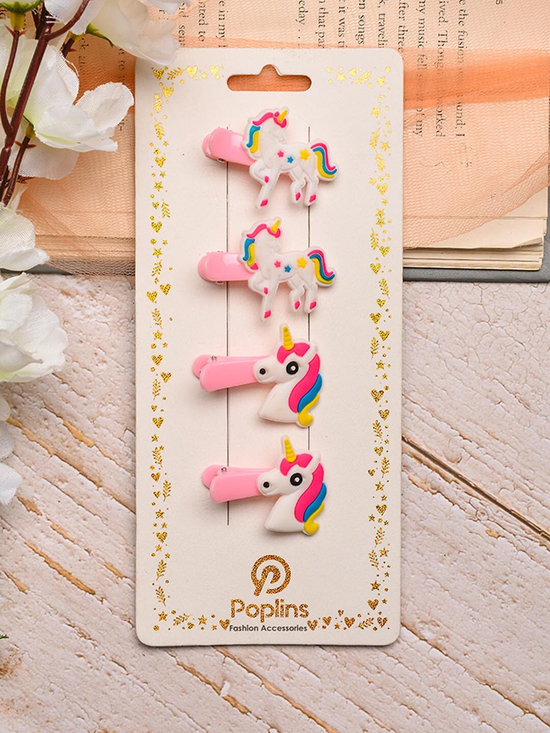

POPLINS Girls Pink & Blue Set of 4 Alligator Hair Clip