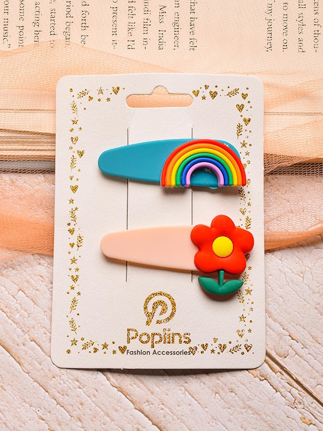 

POPLINS Girls Set Of 2 Blue & Pink Tic Tac Hair Clips