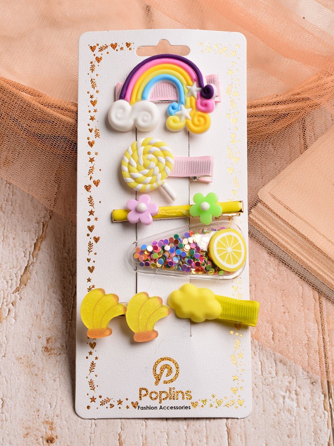 

POPLINS Girls Set Of 6 Yellow Alligator Hair Clip