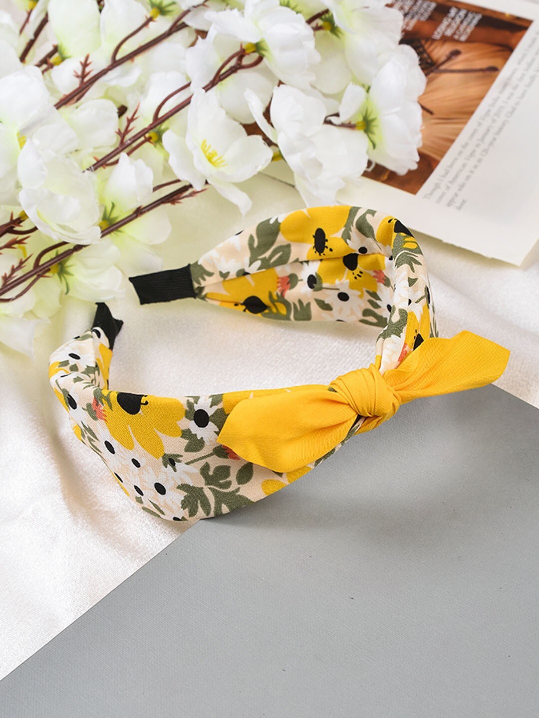 

POPLINS Girls Yellow & White Printed Hairband
