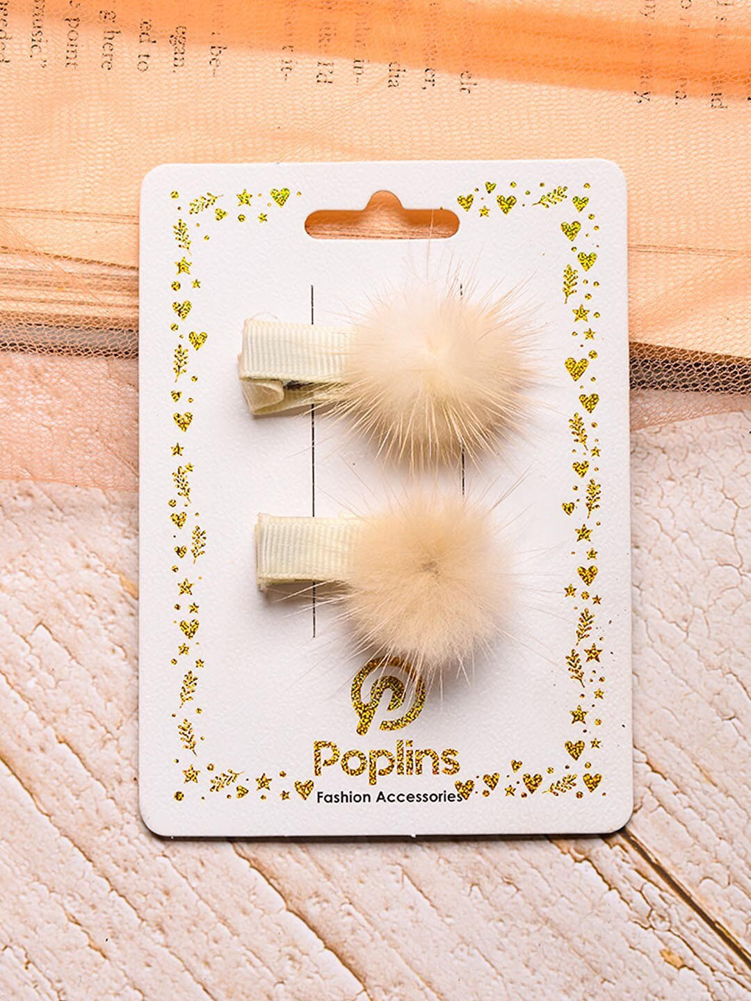 

POPLINS Girls Set of 2 Cream-Coloured & Pink Alligator Hair Clip