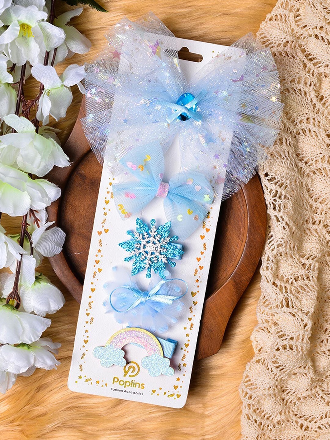 

POPLINS Girls Blue & Purple Set of 5 Embellished Alligator Hair Clip