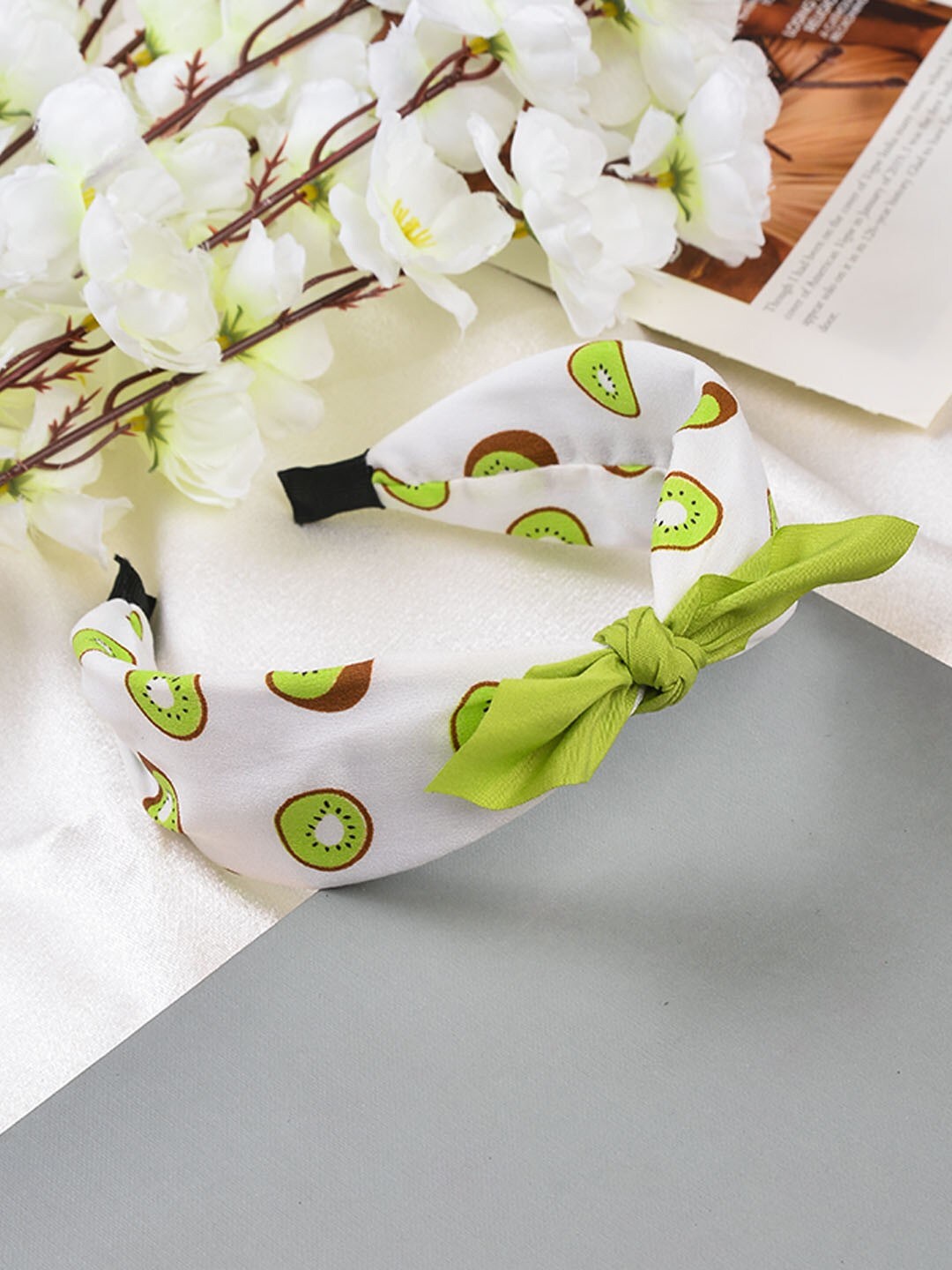 

POPLINS Girls White & Green Hairband