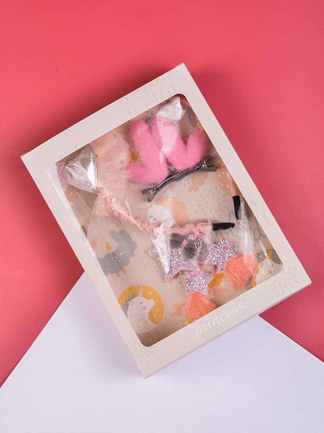

POPLINS Girls Pink & Peach-Coloured Set of 6 Embellished Hair Accessory Set