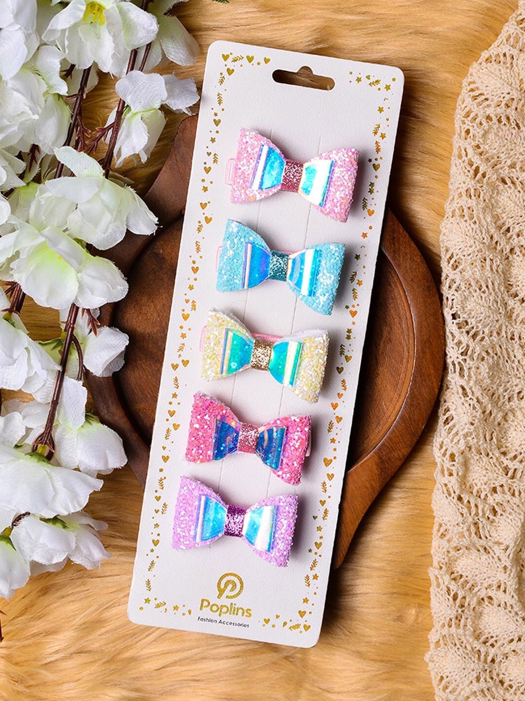 

POPLINS Girls Pink & Blue Set of 5 Alligator Hair Clip