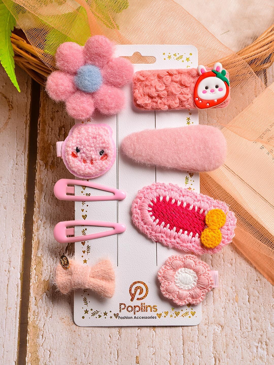 

POPLINS Girls Set of 9 Pink & Blue Alligator Hair Clip