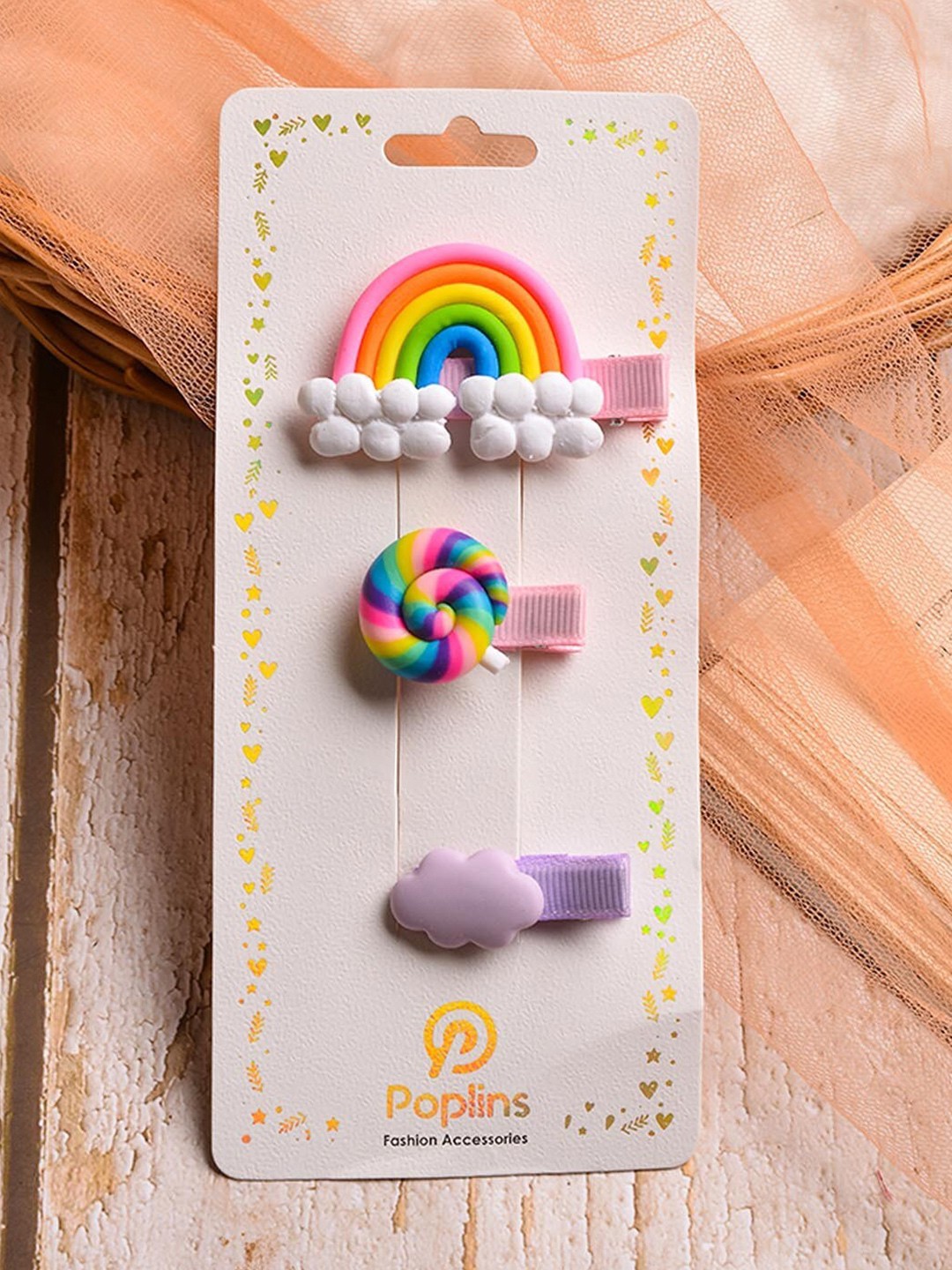 

POPLINS Girls Set of 3 Purple & White Alligator Hair Clip