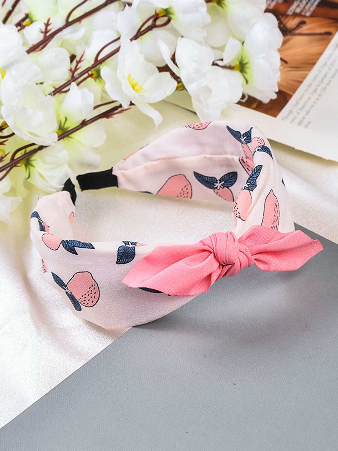 

POPLINS Girls White & Pink Printed Hairband