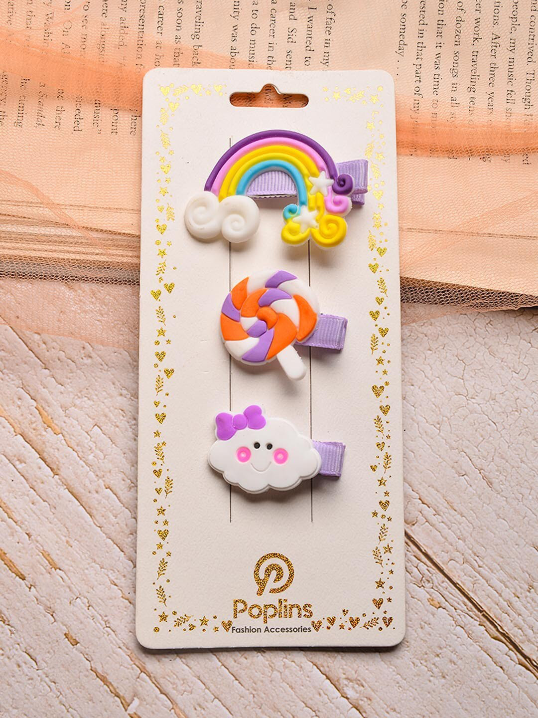 

POPLINS Girls Yellow & Violet Set of 3 Alligator Hair Clips