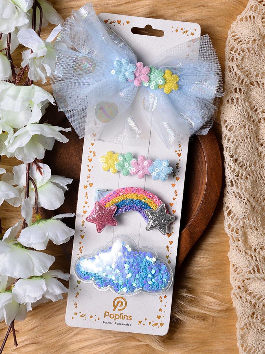 

POPLINS Girls Blue & Yellow Set of 4 Alligator Hair Clip