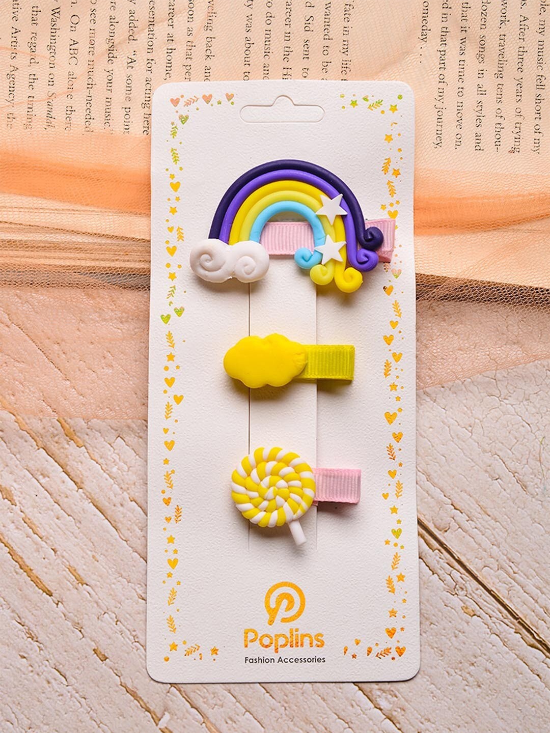 

POPLINS Girls Pack Of 3 Yellow & Purple Alligator Hair Clip