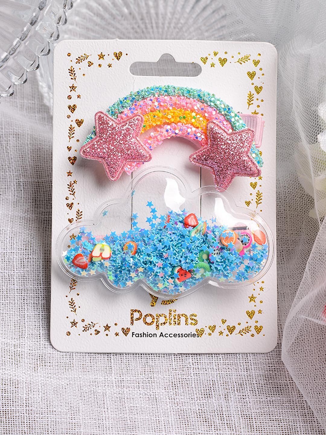 

POPLINS Girls Pack Of 2 Embellished Alligator Hair Clip, Blue