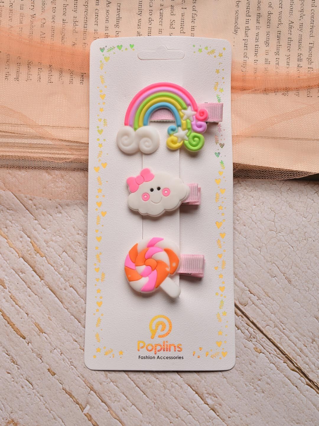 

POPLINS Girls Green & Blue Set of 3 Alligator Hair Clip
