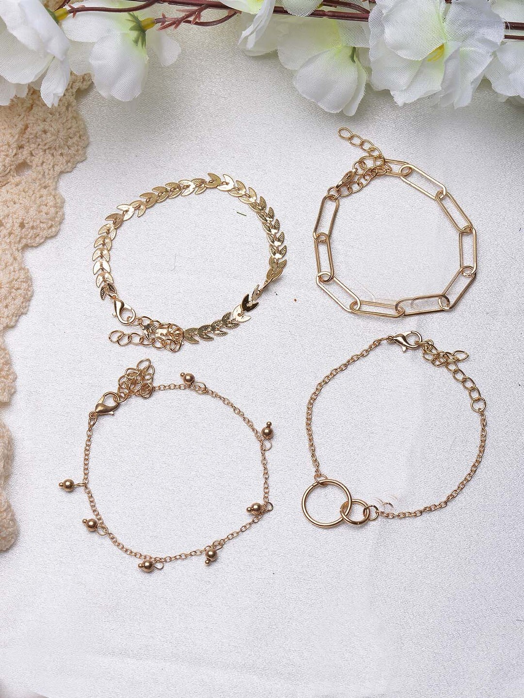 

POPLINS Women 4 Gold-Toned Gold-Plated Charm Bracelet