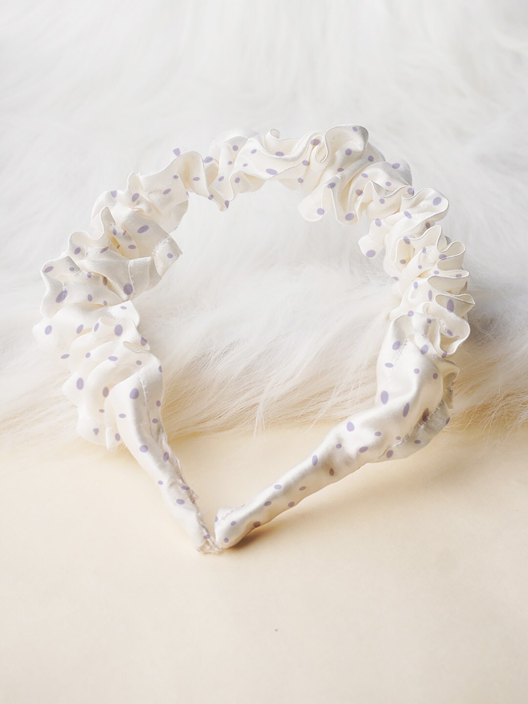 

Ferosh Women White & Purple Polka Dot Hairband