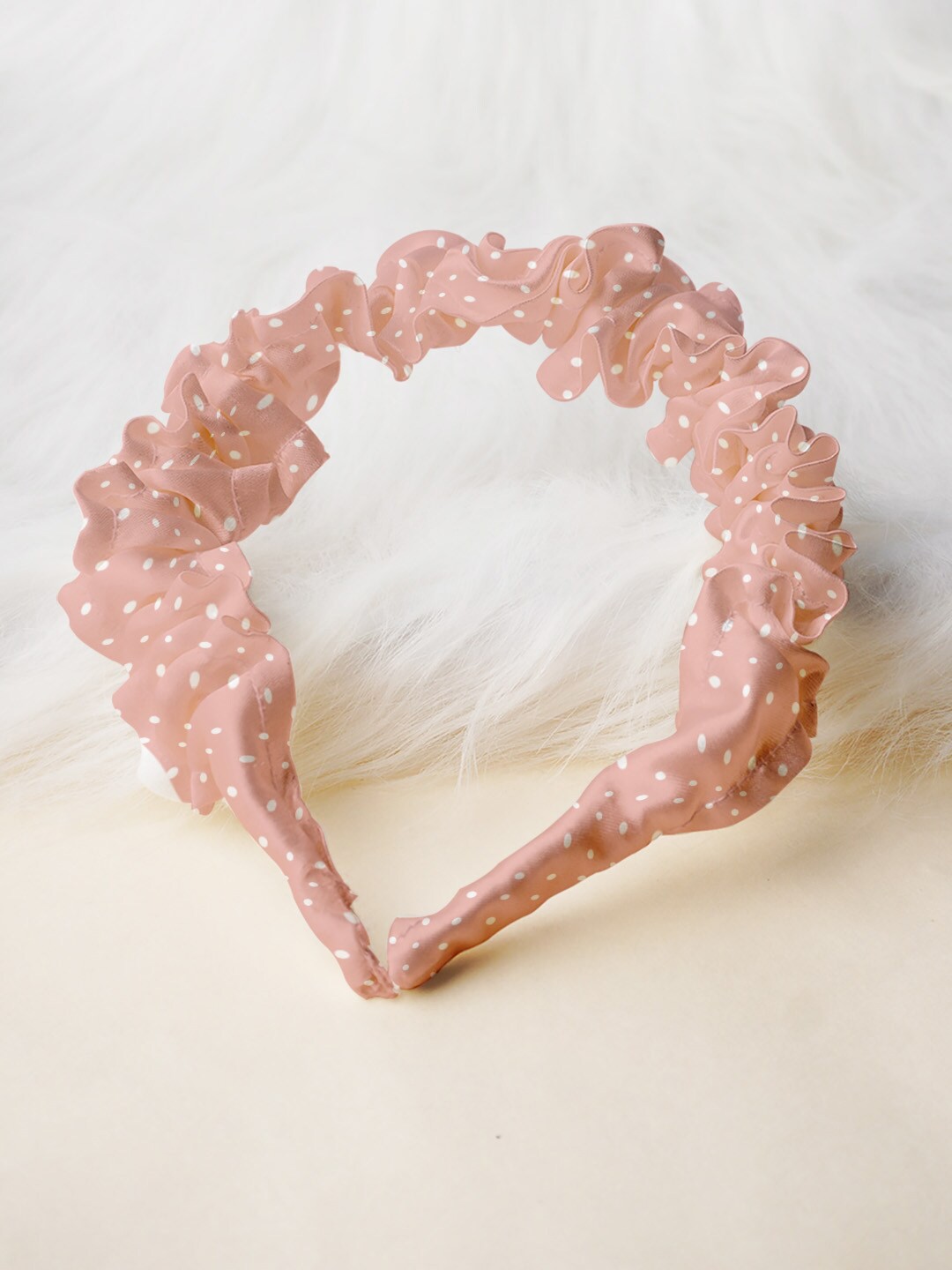 

Ferosh Women Pink & White Polka Dot Printed Hairband