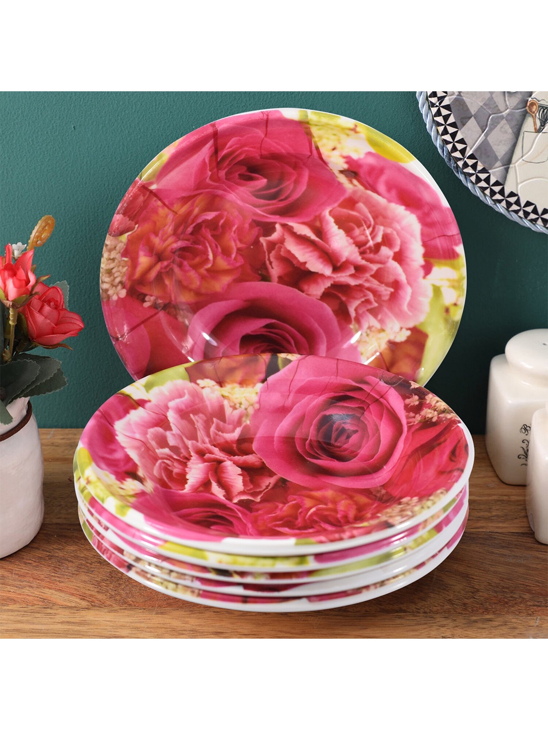 

Gallery99 Set of 6 Multicolour Floral Printed Melamine Glossy Plates, White