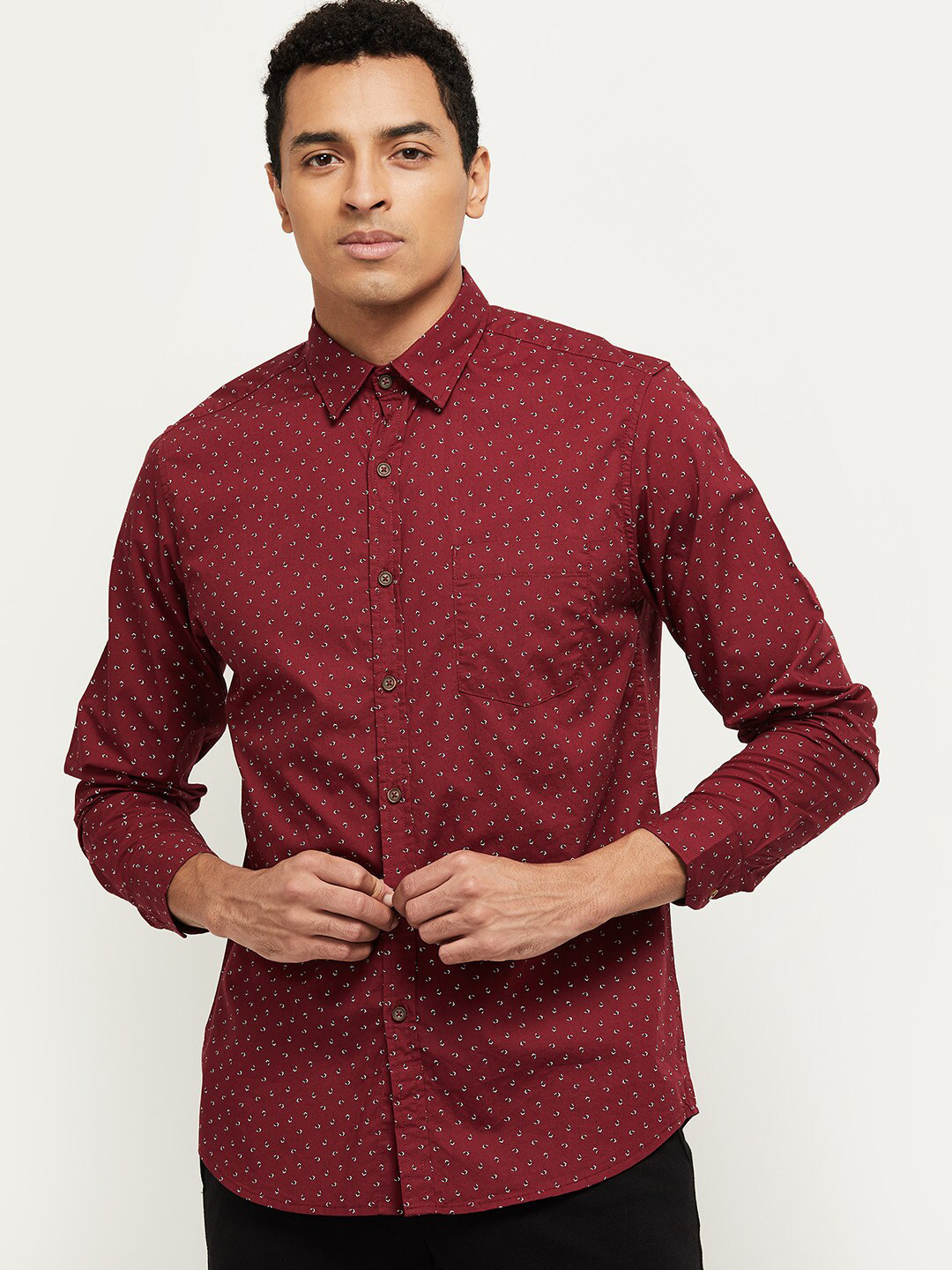

max Men Red Printed Casual Shirt