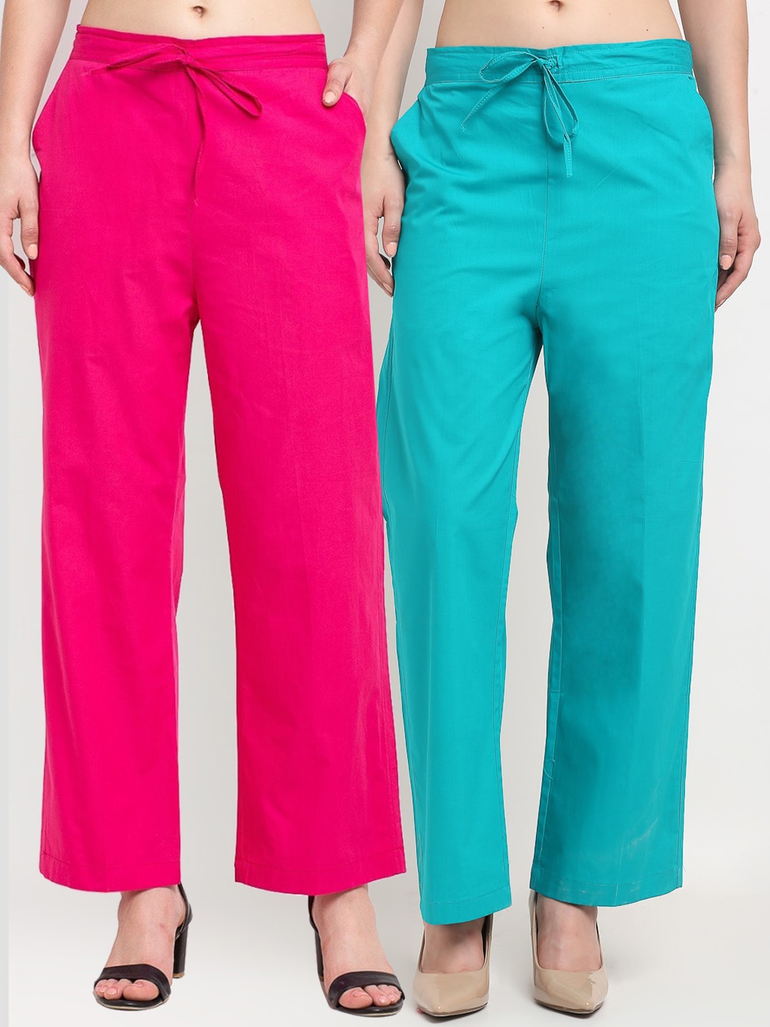 

GRACIT Set Of 2 Women Pink & Blue Palazzos