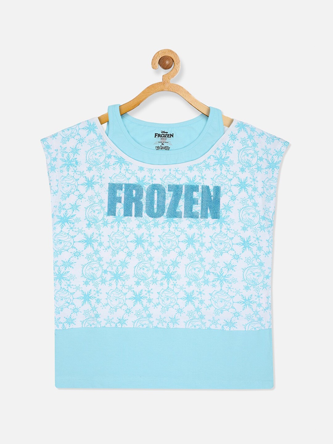 

Kids Ville Girls Blue & White Frozen Featured Tshirt