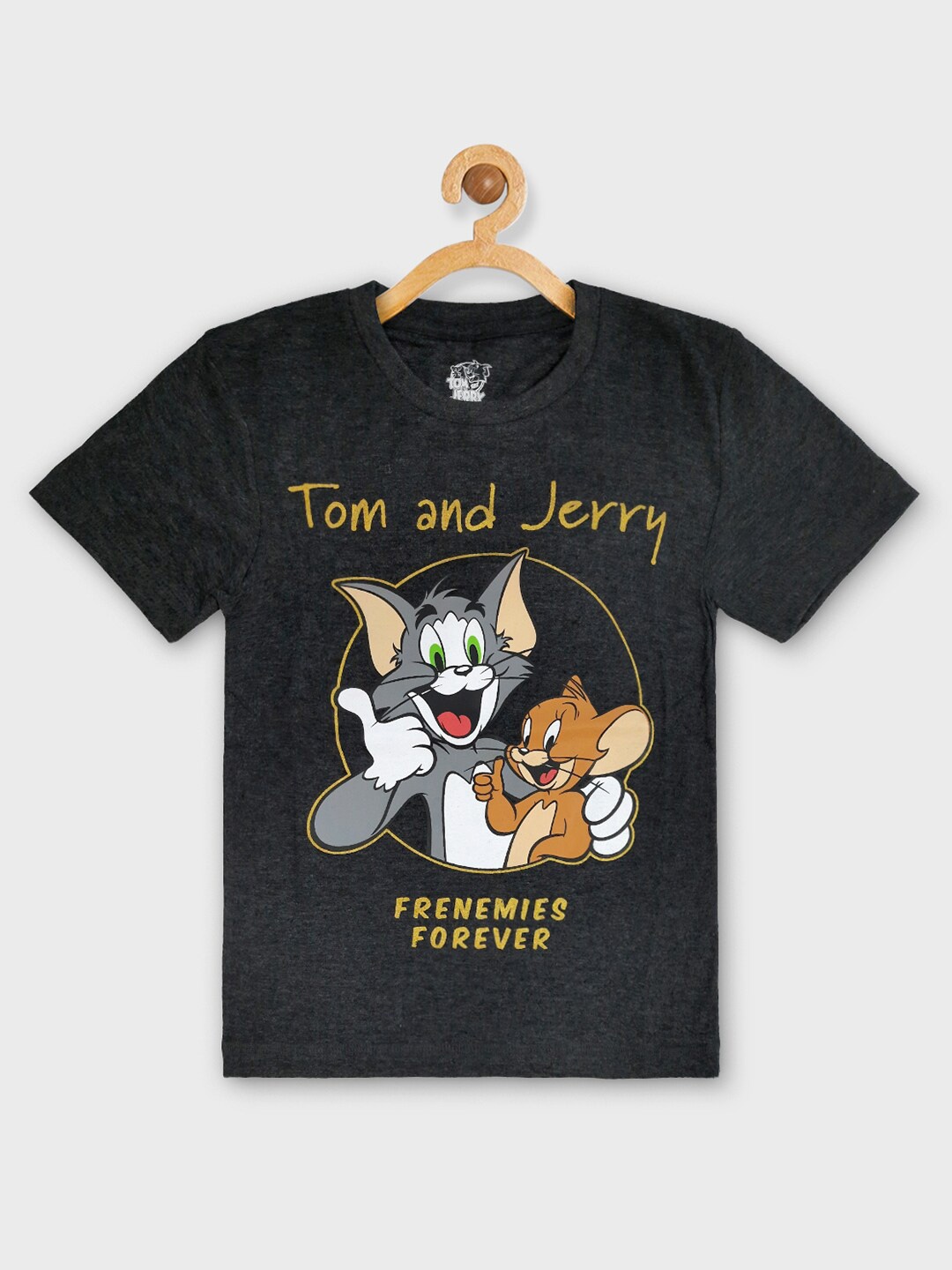 

Kids Ville Boys Grey Tom & Jerry Printed Applique T-shirt