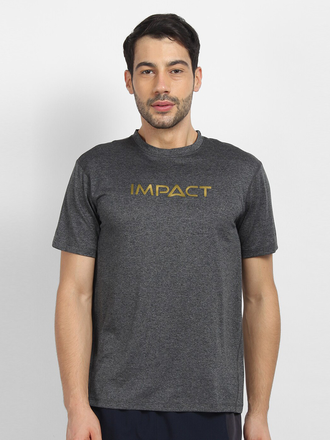 

OFF LIMITS Men Grey Melange Typography Printed T-shirt