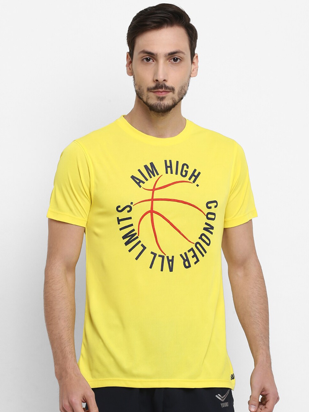 

Yuuki Men Yellow & Red Printed T-shirt