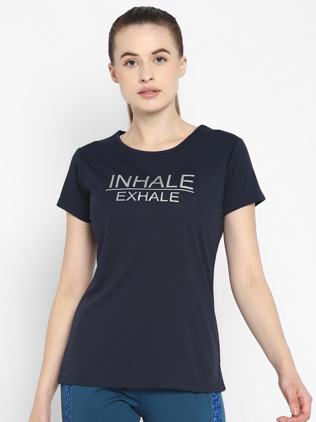 

OFF LIMITS Women Navy Blue Typography Printed Cut Outs T-shirt