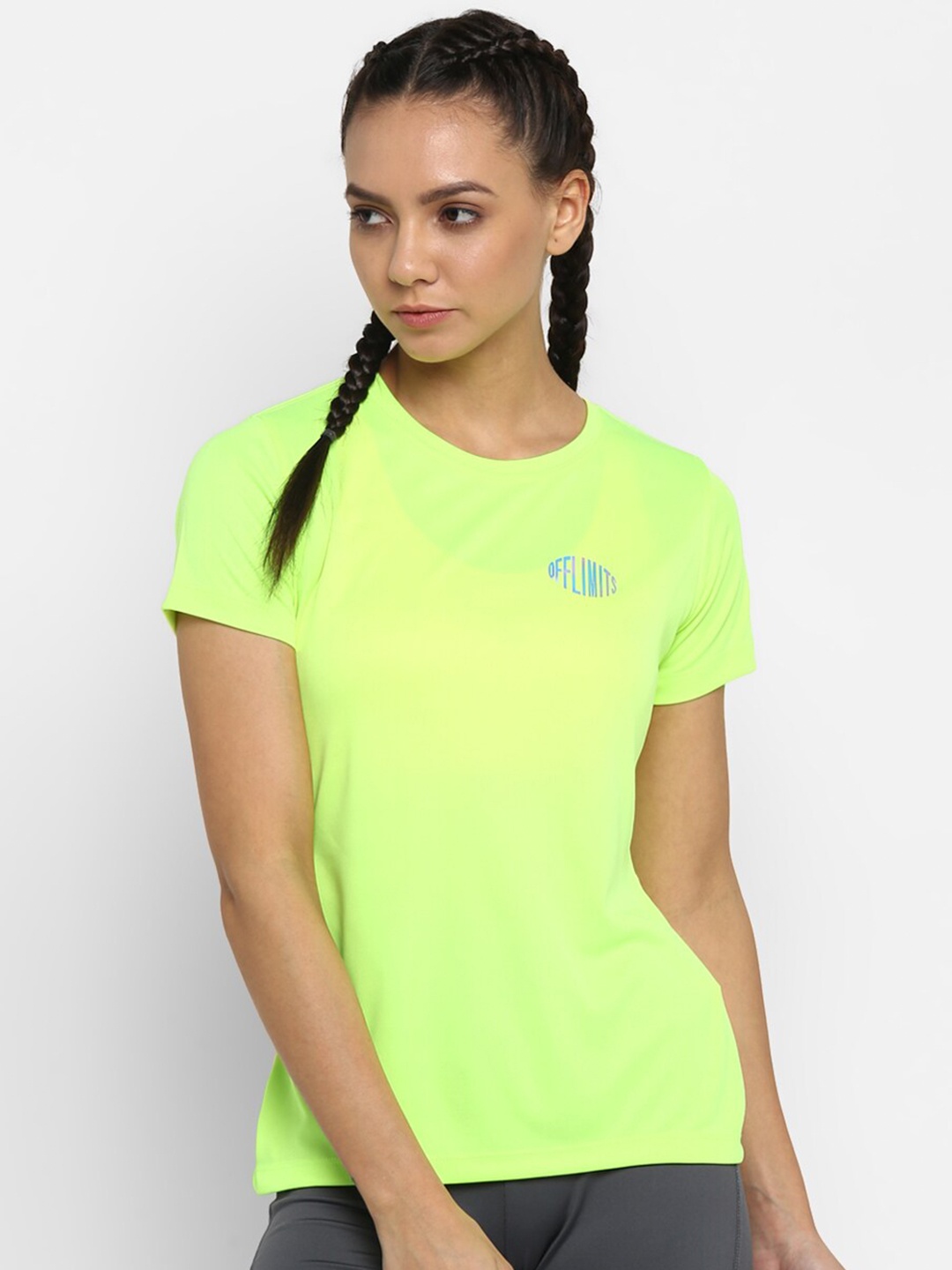 OFF LIMITS Women Fluorescent Green Brand Logo T-shirt
