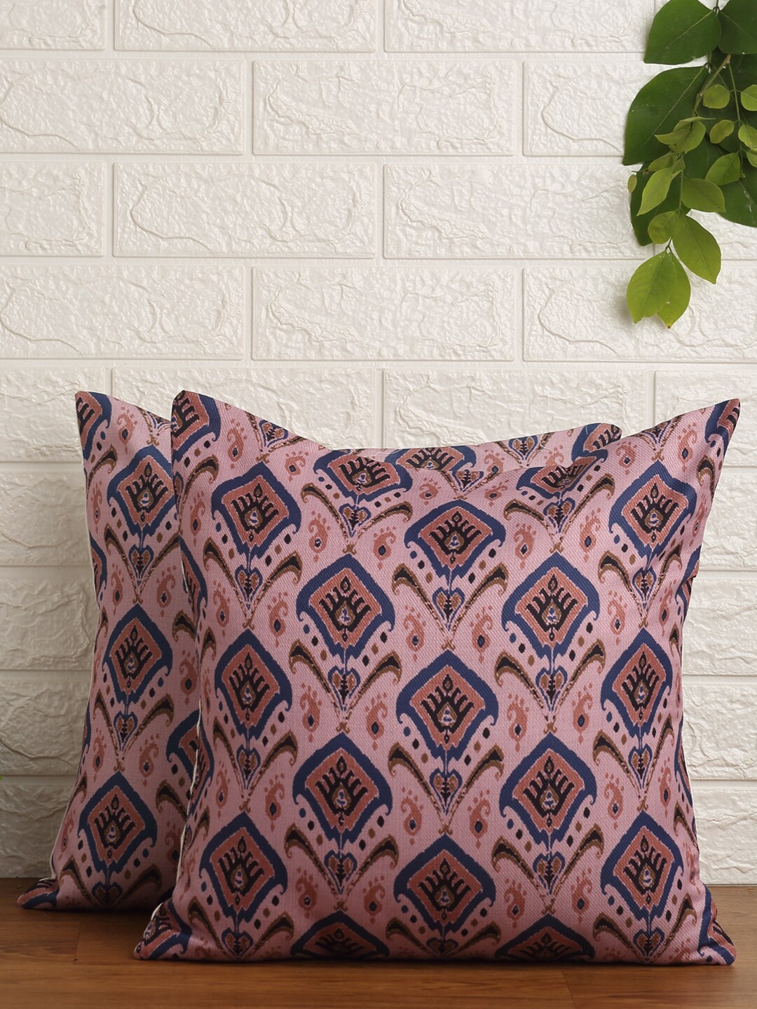 

Alina decor Set of 2 Blue & Black Ethnic Motifs Square Cushion Covers