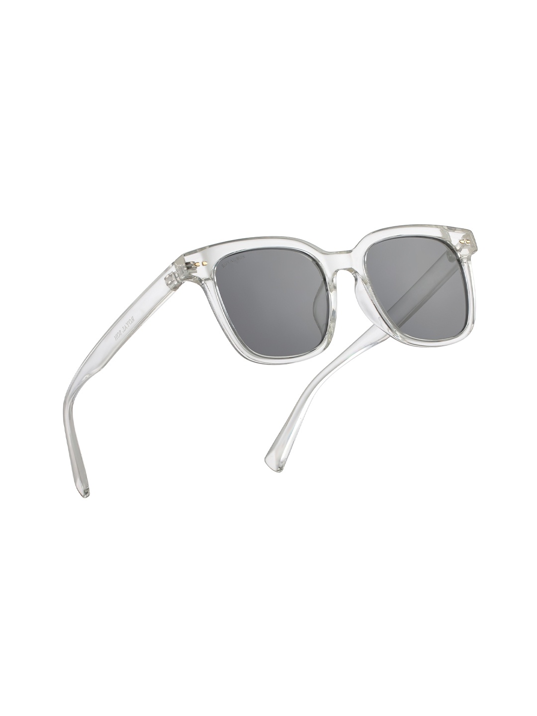 

ROYAL SON Unisex Black Lens & White Square Sunglasses with Polarised Lens