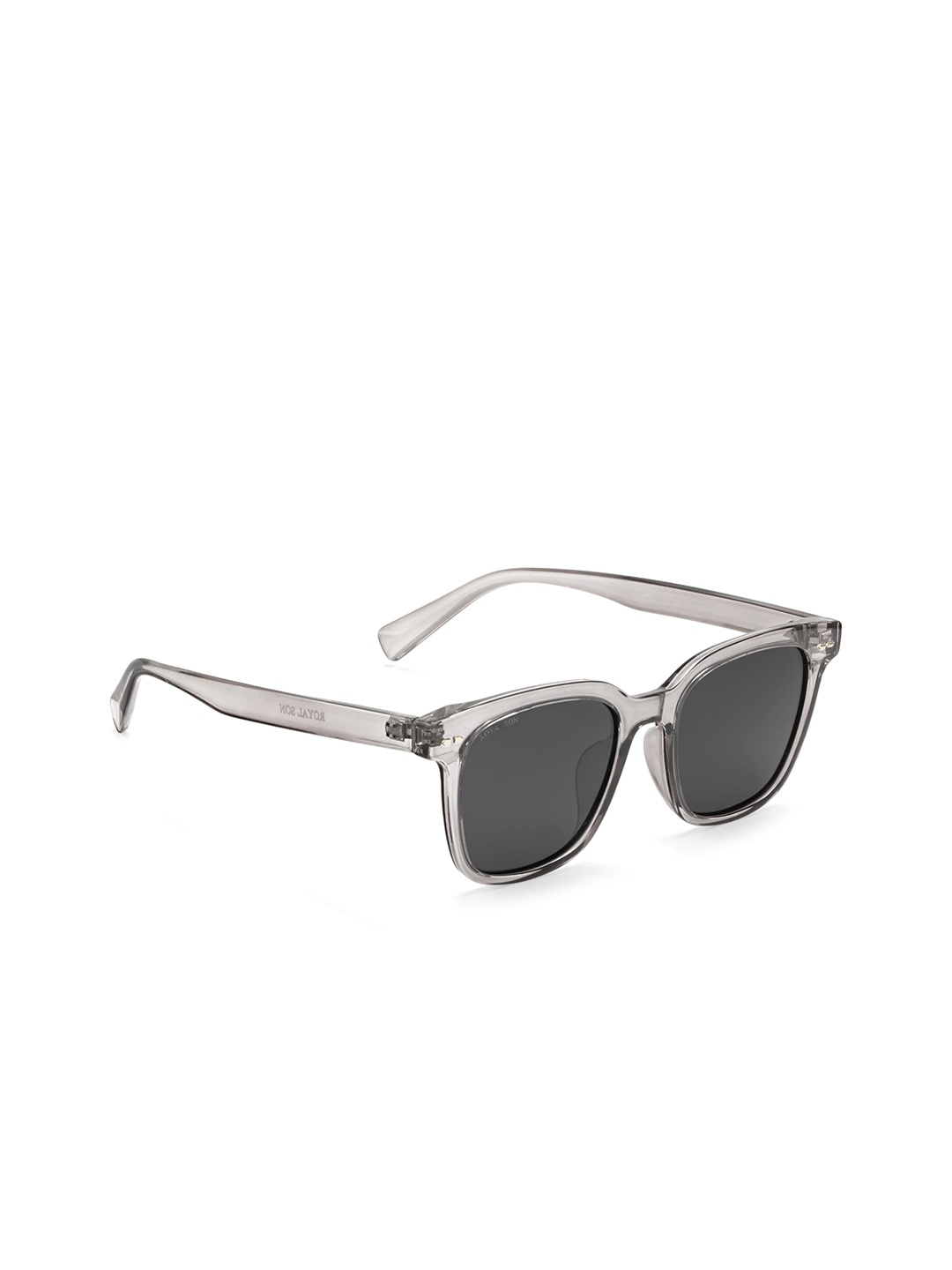 

ROYAL SON Unisex Black Lens & Black Square Sunglasses with Polarised Lens