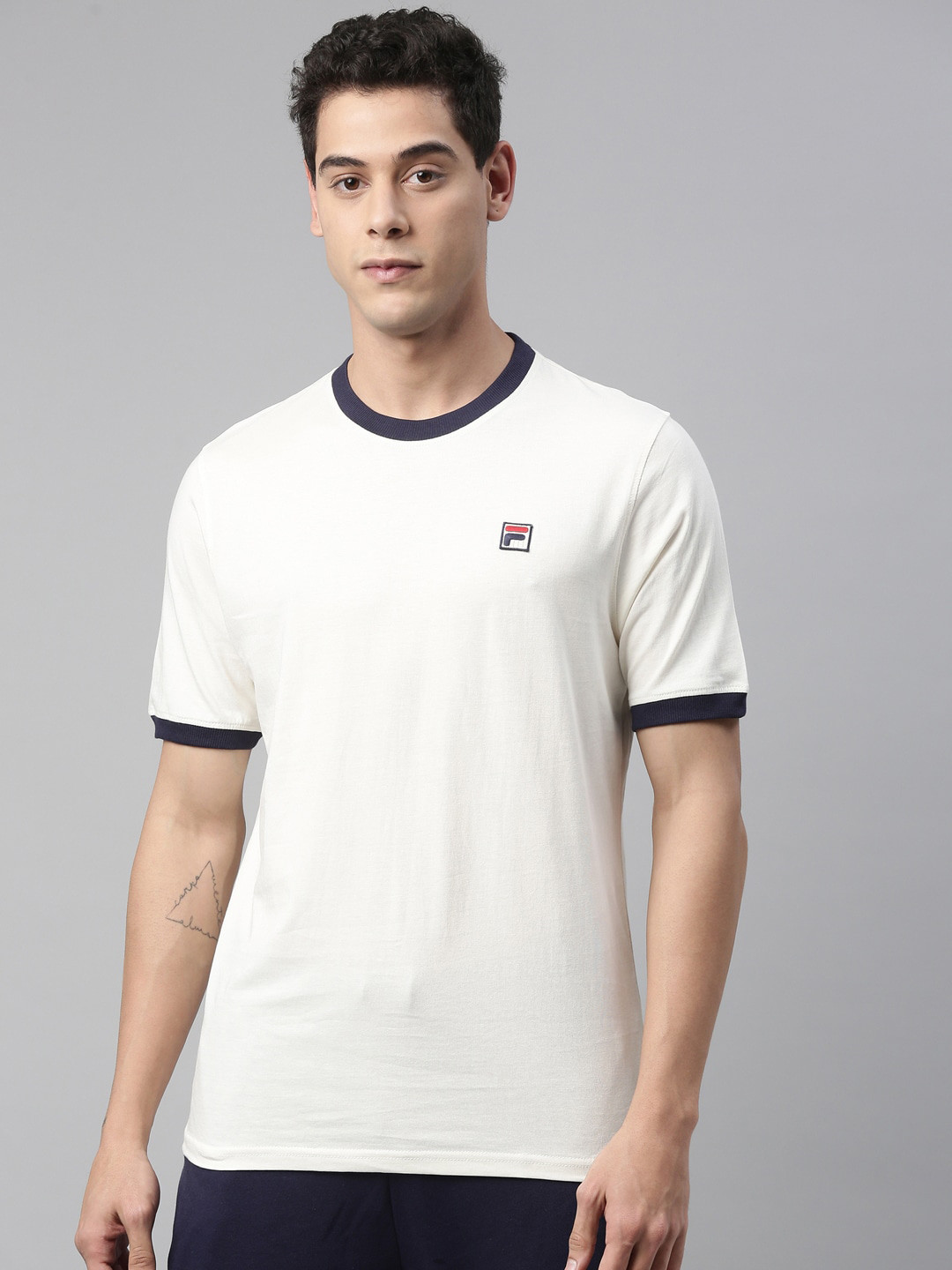 

FILA Men White Pure Cotton T-shirt