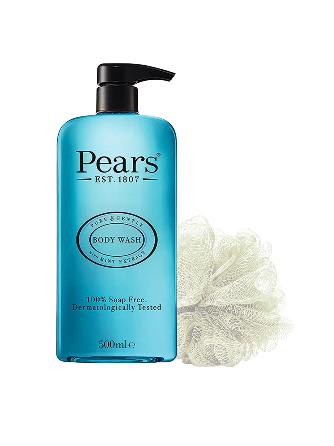 

Pears Pure & Gentle 100% Soap Free Mint Extracts Body Wash with Loofah 500 ml, Blue