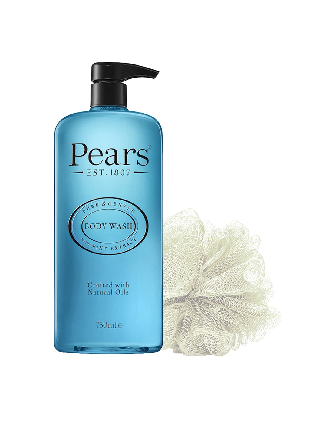 

Pears Pure & Gentle 100% Soap Free Mint Extracts Body Wash with Loofah 750 ml, Blue