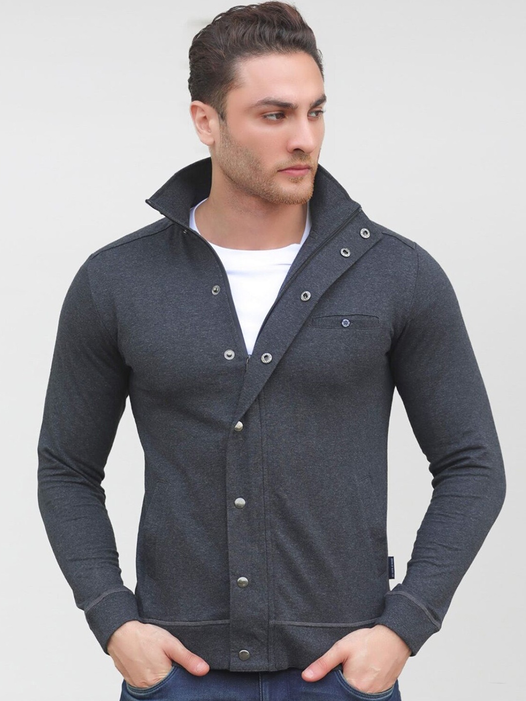 

Dream of Glory Inc Men Charcoal Cotton Lightweight Outdoor Regular Solid Tailored Jacket